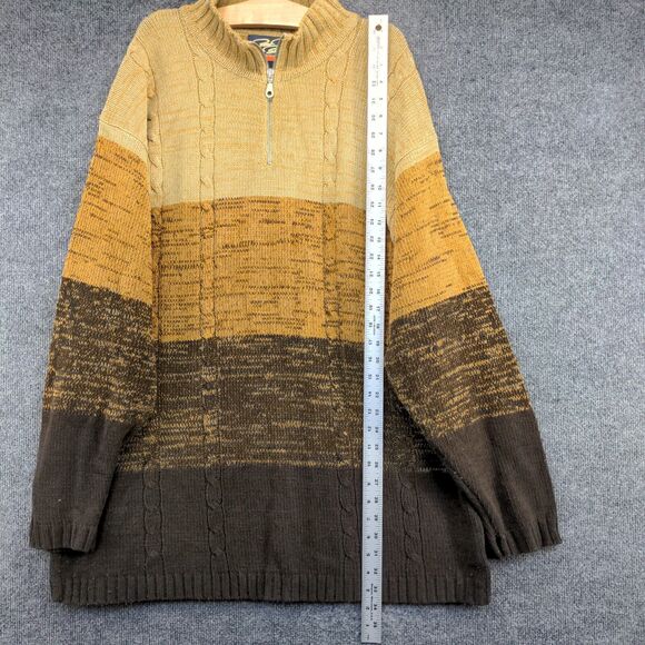 The Rugged Wear Men's 1/4 Zip Knit Sweater Brown Ombre XL Long Sleeve Acrylic - Picture 9 of 11
